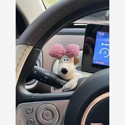 Car ornaments – Car Ornament - red-checkered-bow-dog-waist-decoration