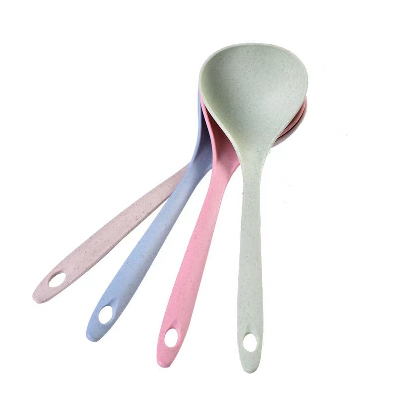 Estilo nórdico mango largo cuchara de sopa hogar cocina gachas de avena cuchara redonda grande cuchara de plástico vajilla de cerámica