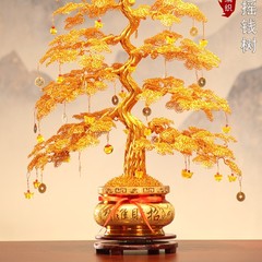 金色の金のなる木の金持ちの木の置物のテレビの酒の箱の軽くて豪華な高級な装飾のジョーは新居の開業する贈り物に引っ越して金を募集します。
