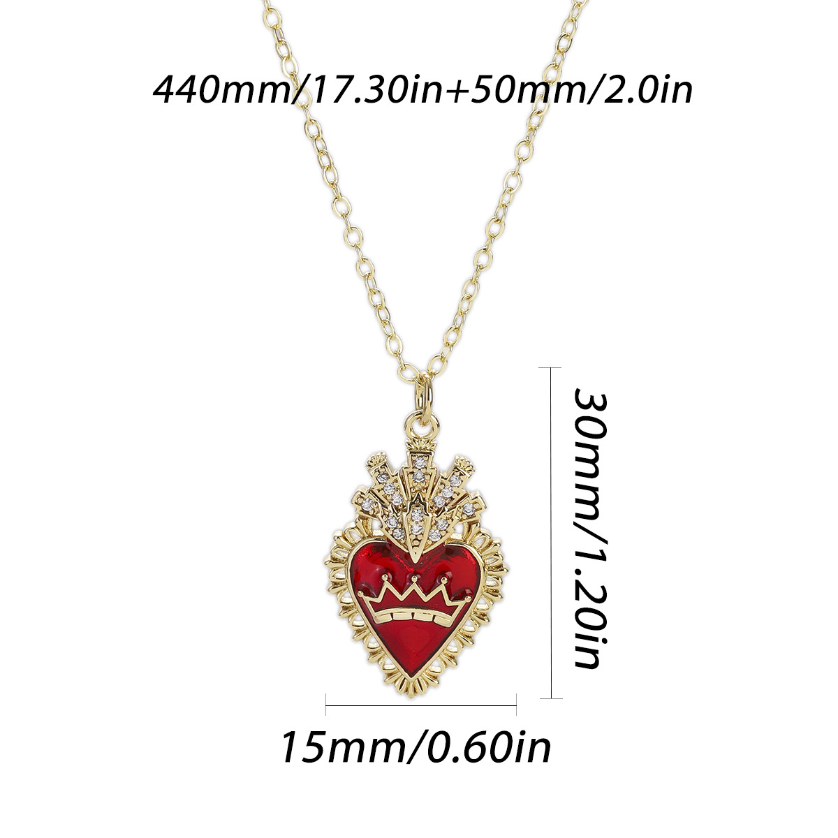 17g Weight Pendant, Chain Jewelry Making Type Copper Chain Material 1 Piece Quantity Holiday, Street Occasion Copper Material Heart Shape Pattern Unisex Gender Plating Design Retro, Simple Style Style 1 Piece Copper Heart Shape Pendant Chain 13
