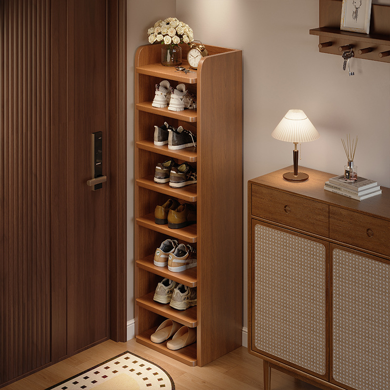 Estante de zapatos multicapa puerta doméstica interior simple pequeño estante estrecho para alquiler 2025 nuevo gabinete de zapatos de almacenamiento