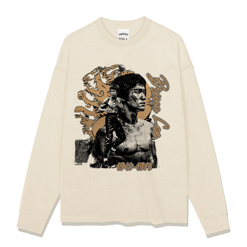BC American Style Retro Original Bruce Lee Brucelee Street Short-sleeved T-shirt Heavy-weight Long-sleeved Crewneck Hoodie