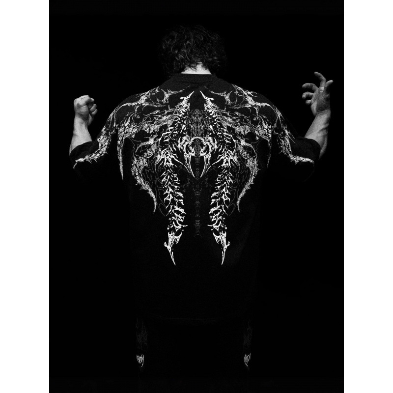 Breathedivity American Street Fashion Brand Dark Style Bd Loose Large Size Cotton Men's Short-Sleeved T-Shirt