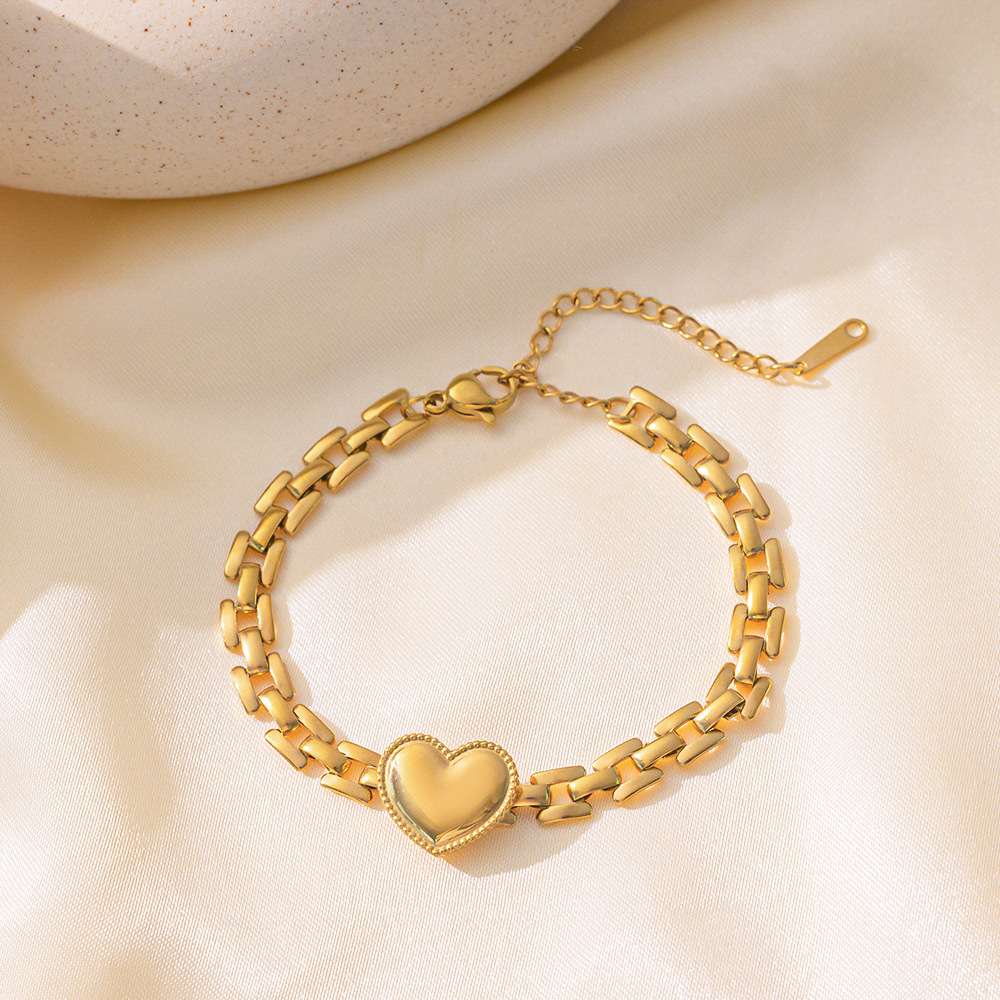 Bracelets Classification Hip-Hop Retro Heart Shape Flower Bow Knot Titanium Steel Bracelets In Bulk