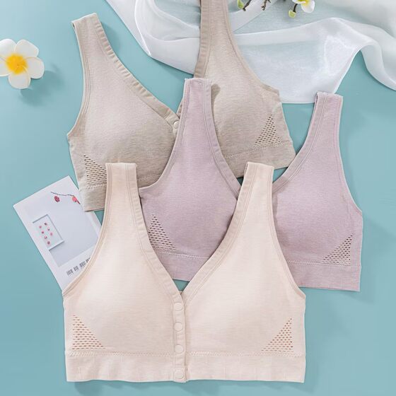 Seamless Front Buckle Underwear Plus Fertilizer Plus Seamless Bare Ammonia Cotton New Style Gather-up Non-running Cup Non-magnetic Rimless Bra