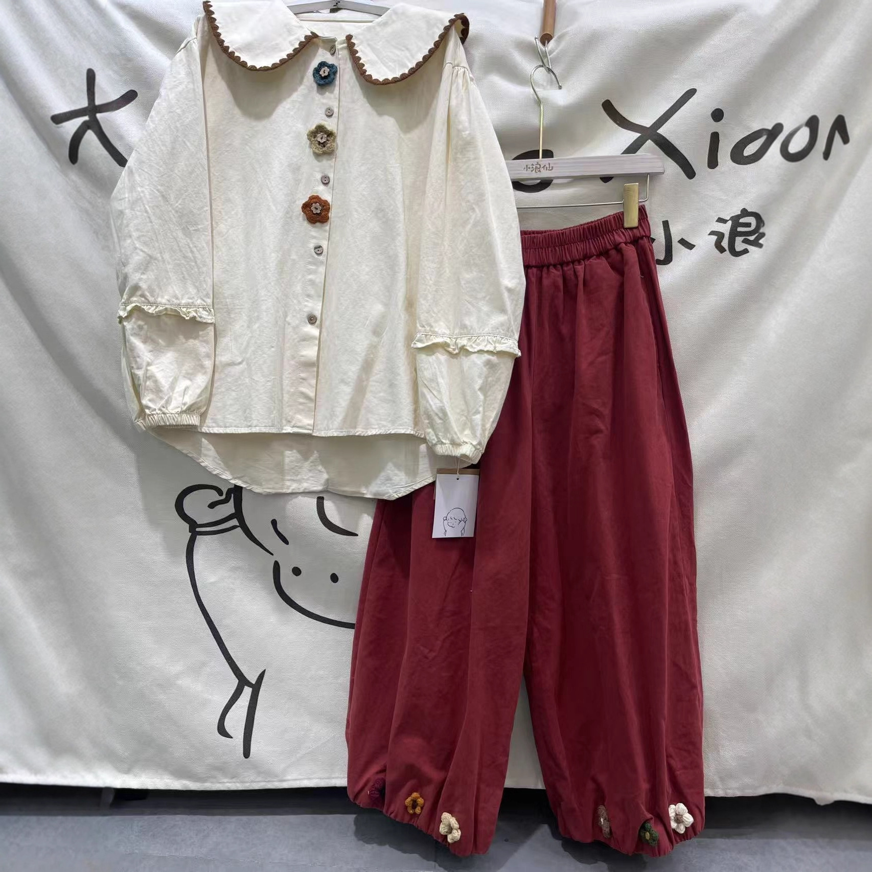 森系文艺小清新娃娃领百搭衬衫秋季新款校园风小个子小众长袖衬衣