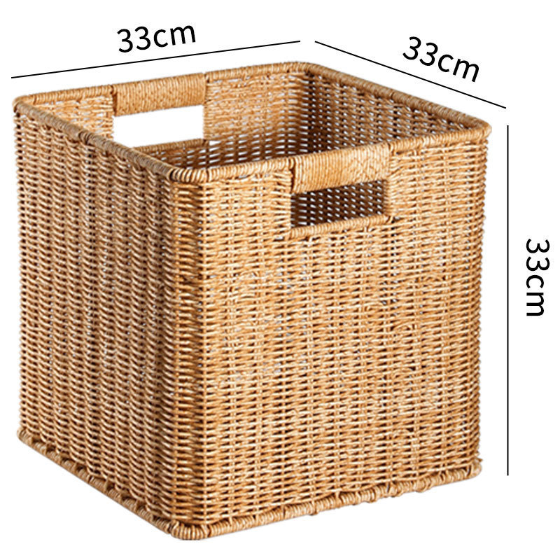 Cesta de almacenamiento de tela de caña imitación ropa sucia juguetes bocadillos cesta de almacenamiento de artículos de bambú tejido casero sala de estar gabinete de televisión escritorio completo