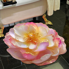 跨境立体视觉浴室易打理硅藻泥地垫花卉家用卫生间门口防滑垫批发