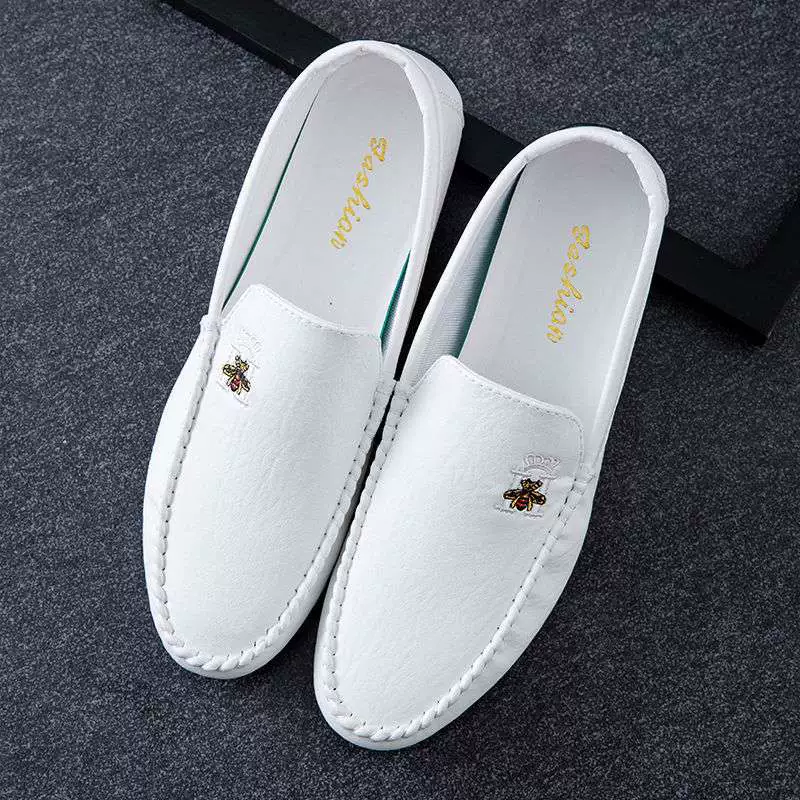 2025 новых модных мужских слипонов, мягкие кожаные белые повседневные туфли.