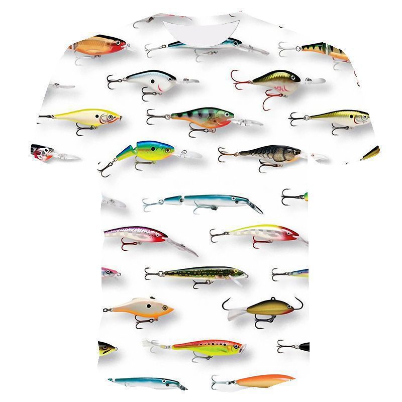 2020速卖通新款潮流外贸新款五颜六色鱼D休闲短袖一件代发