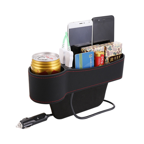Car seat gap storage box, multi-functional, dual USB car phone charger, storage bag, water cup holder, car accessories