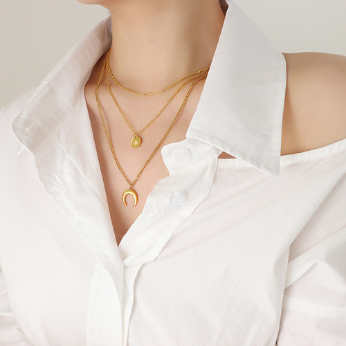European and American cool ins style niche design fashion star moon sun bracelet necklace set E147-P690