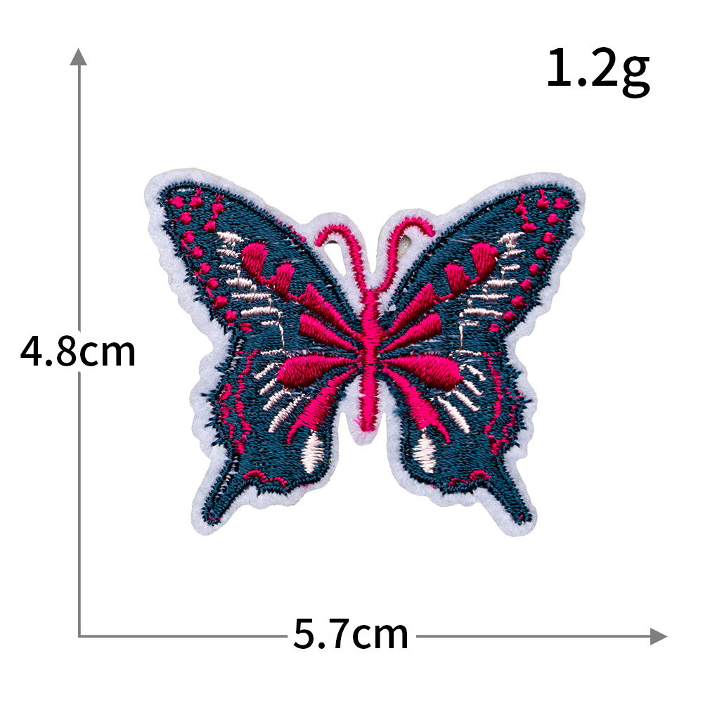 Pegatinas de tela de bordado de mariposa de color, sin costura, bordado por computadora, accesorios de ropa de bricolaje, pegatinas decorativas, pegatinas de parche, personalización al por mayor