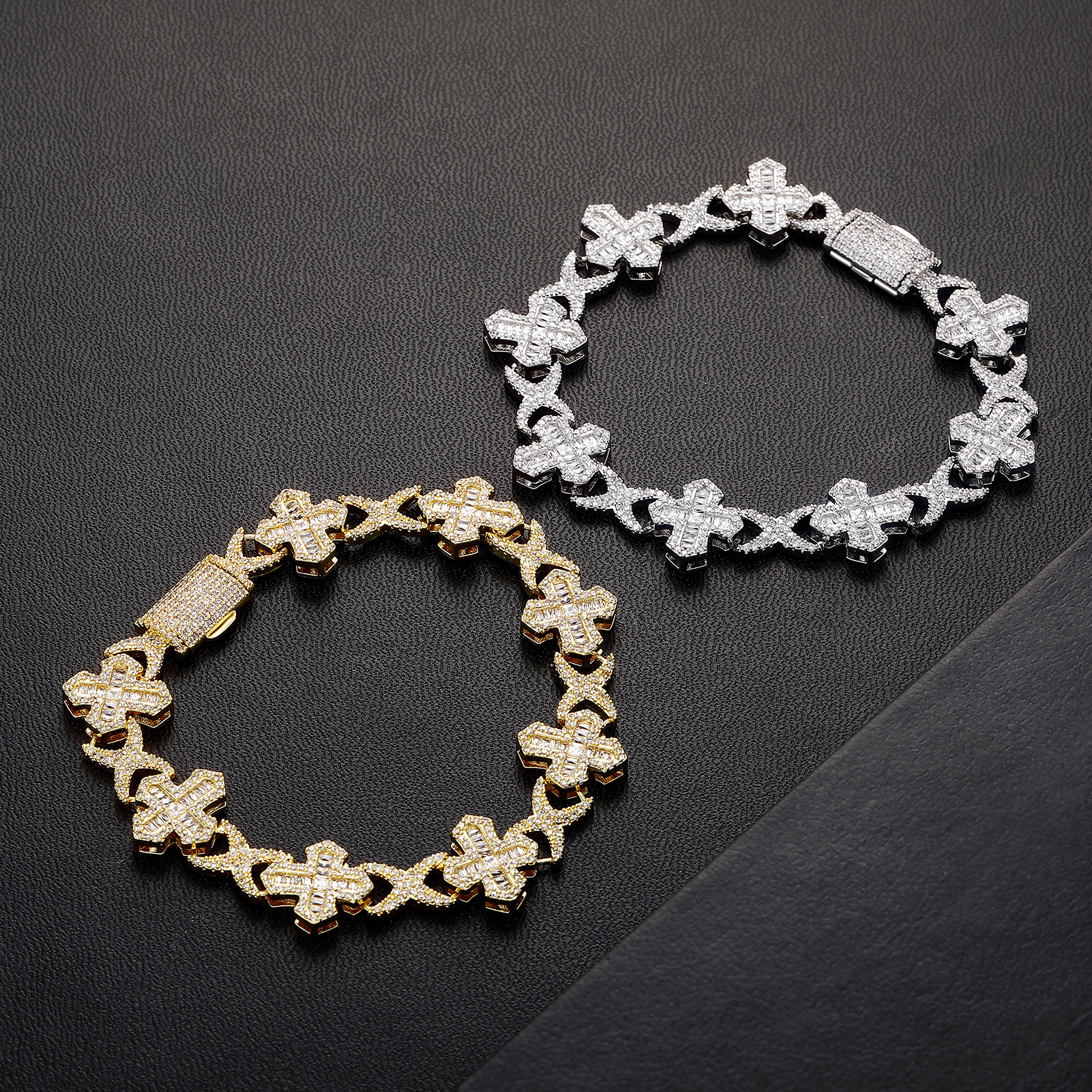 Bracelet hip-hop style with zircon