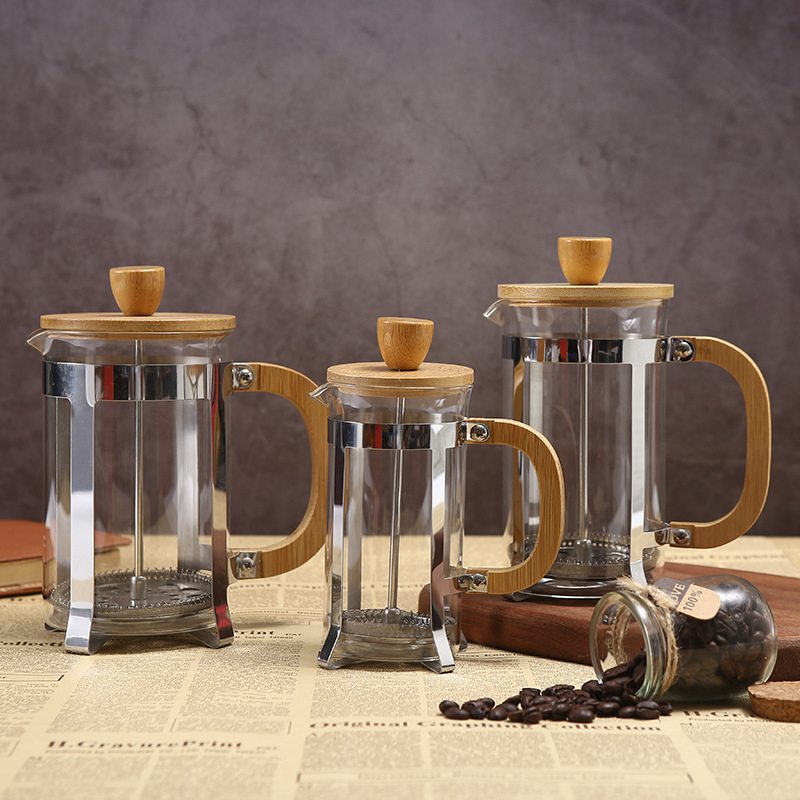 Portable Hand-Brewed Coffee Pot, High Borosilicate Glass French Press Pot, Bamboo Wood Moka Pot, Cross-Border Dropshipping Portable Hand-Brewed Coffee Pot, High Borosilicate Glass French Press Pot, Bamboo Wood Moka Pot, Cross-Border Dropshipping