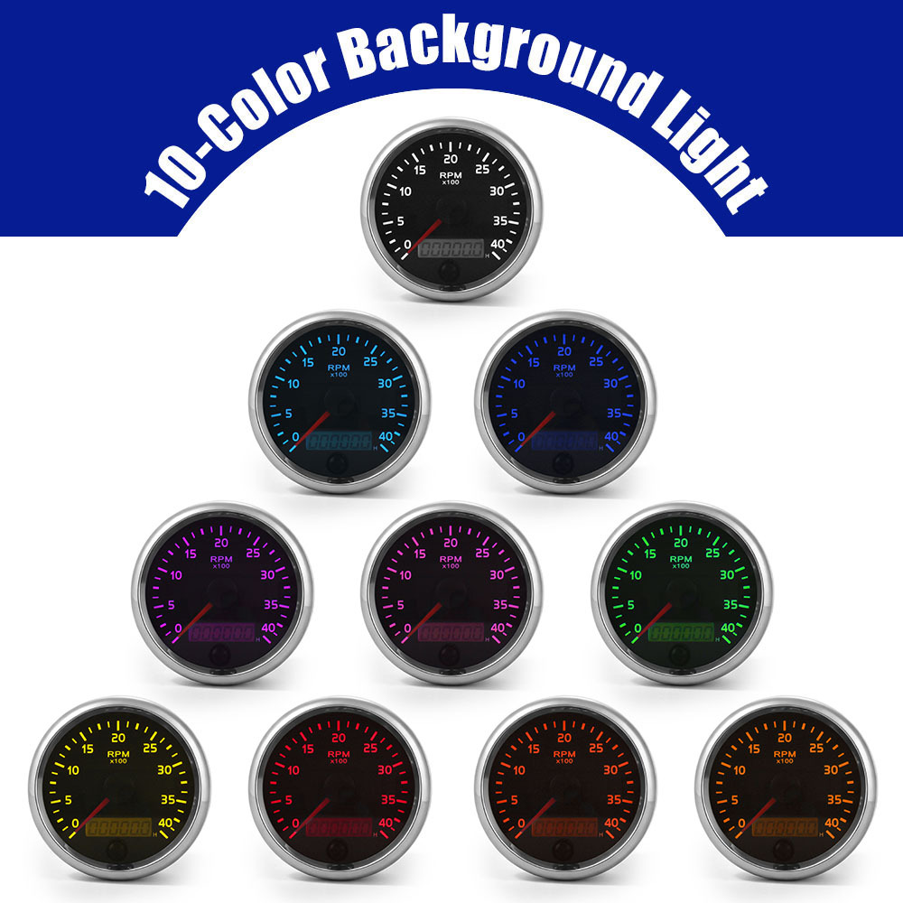 Car Modification 85mm Tachometer Diesel Engine Tachometer Car and Boat 12/24V 4000Rpm