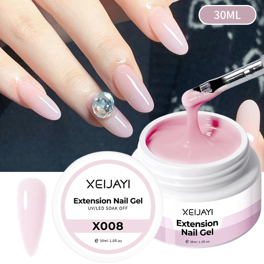 Pegamento de esmalte de uñas al por mayor Poly Gel Crystal pegamento de extensión 30ml pegamento de fototerapia bandeja sin papel Jelly Glue para salón de uñas