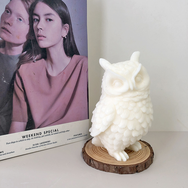 Jiahuimei gran búho vela molde de silicona DIY búho yeso aromaterapia epoxi decoración herramienta abrasiva