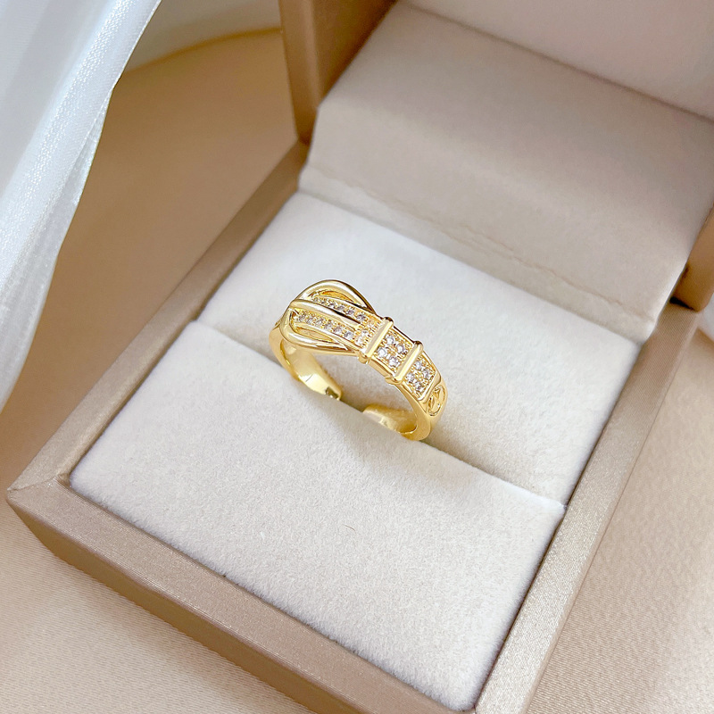 Anello Bond Super Flash con zirconi, apertura regolabile, gioiello semplice, anello giapponese, anello di coppia_voghion.com