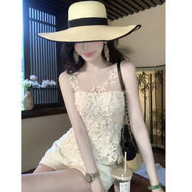 【月见花影】夏季韩系甜美重工法式小众盘花绣网纱T上衣女2026新