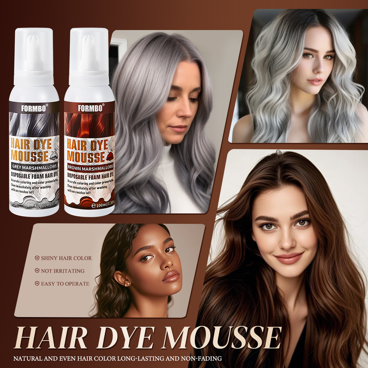 Cross-border English FORMBO version hair mousse 100ml, fashionable and convenient color-changing mousse cosmetic