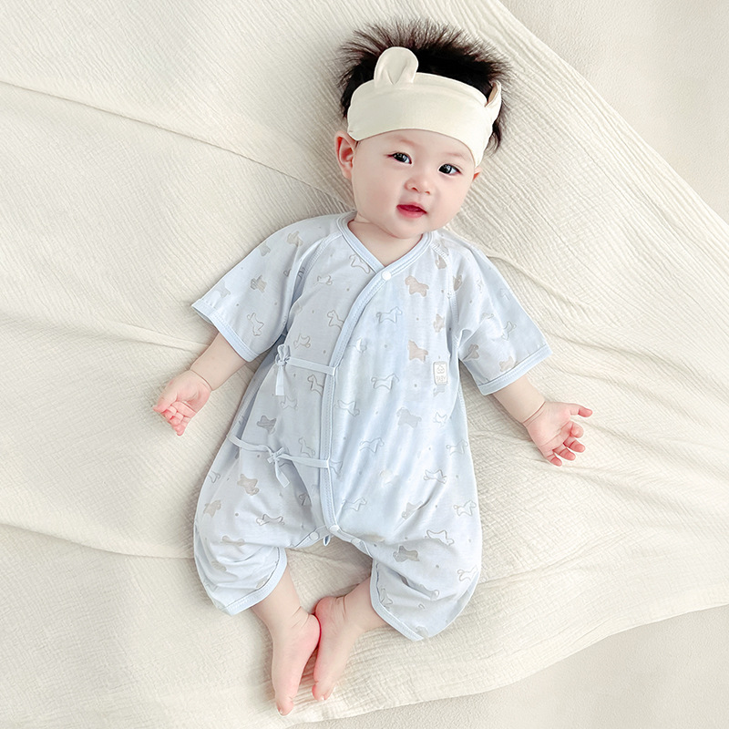 Baby Jumper de verano bebé delgado monje de manga corta para salir con ropa de verano para niños pequeños pijamas ropa de recién nacidos
