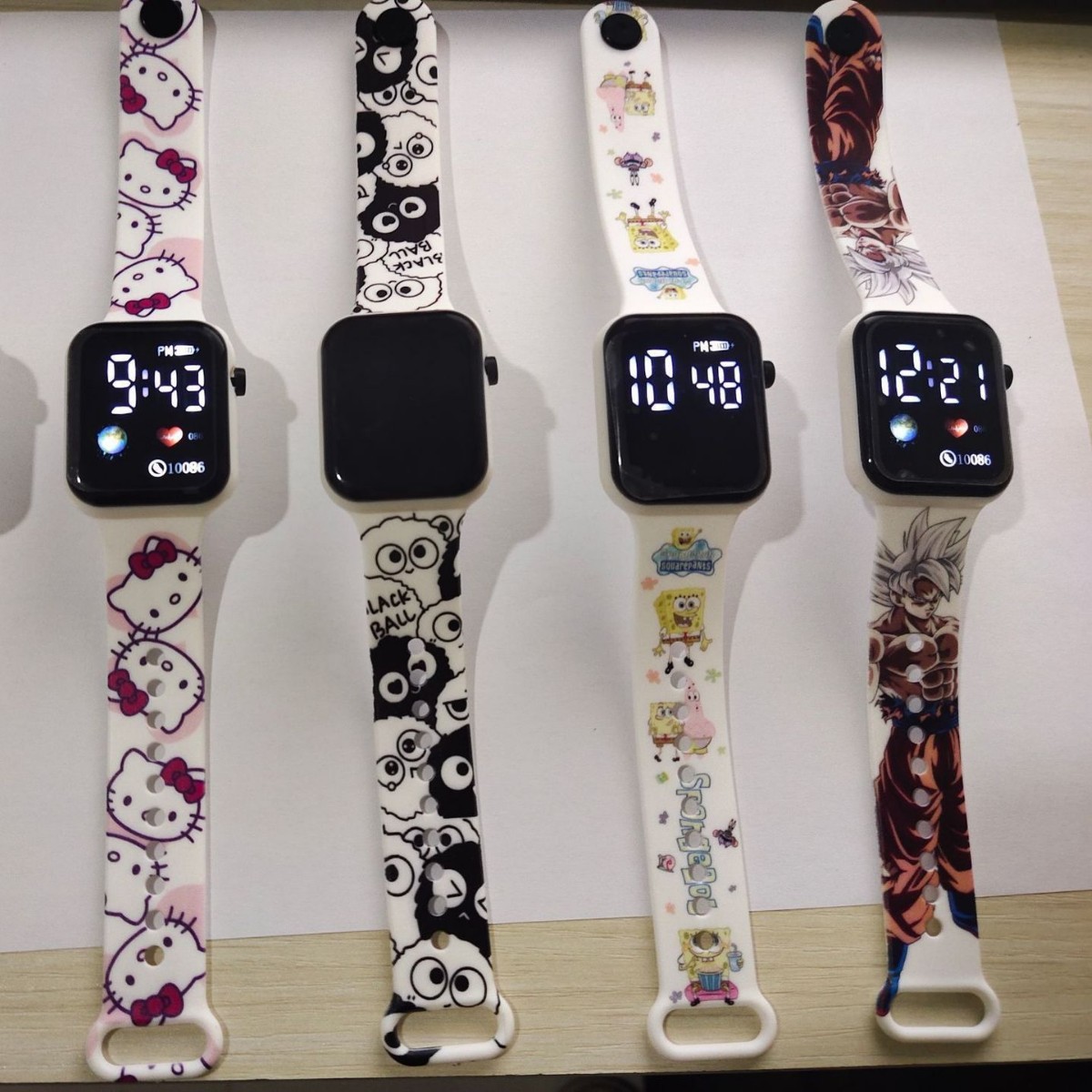 New [Earth] Cartoon Print Button Led Watch Fashion Personality Square Children's Student Electronic Watch