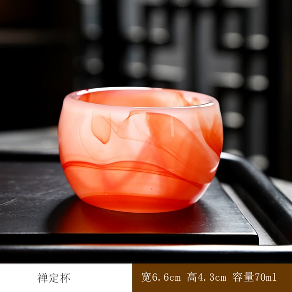 Red agate jade porcelain meditation cup