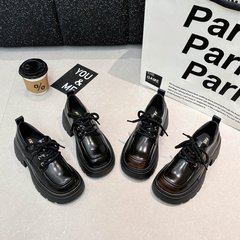 英伦百搭系带小皮鞋厚底增高深口单鞋女2025新款夏季玛丽珍乐福鞋