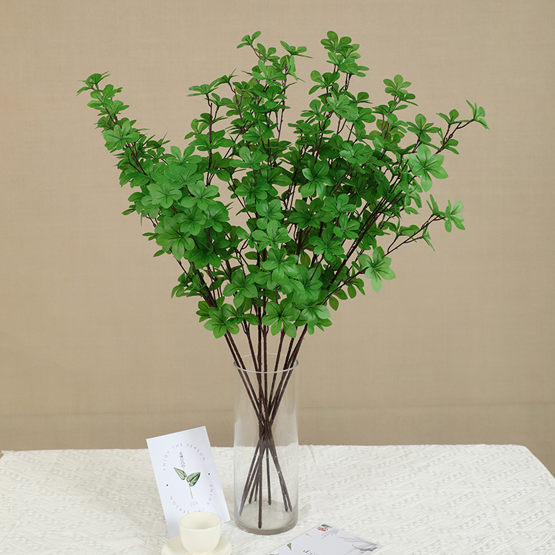 Simulated hanging bell branches green plant bonsai multi-petal six-star leaf branches floor-standing plants soft decoration cross-border manufacturers wholesale