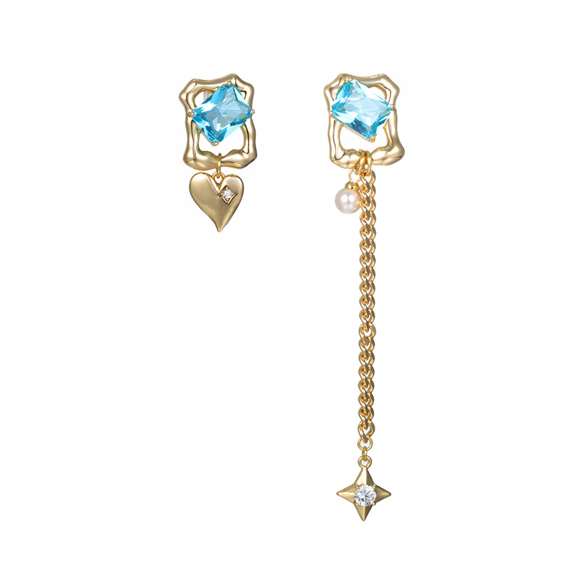 Joyas xuping caibao serie de flecos cuadrados geométricos estrellas en forma de corazón pendientes asimétricos europeos y estadounidenses de alta gama