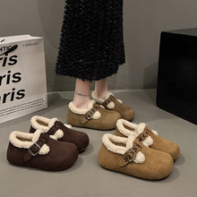 厚底勃肯鞋女秋冬加绒豆豆鞋2025新款保暖女鞋外穿毛毛鞋防滑棉鞋