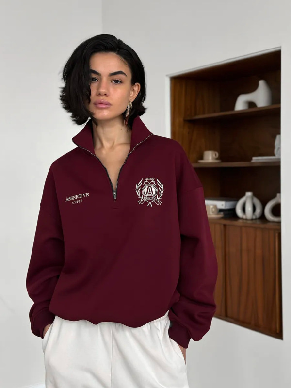 長袖poloはやせている欧米のガードルのアメリカの新しいベルベットが厚くてゆるい秋冬コートが襟のジッパーの上着をめくっている|undefined