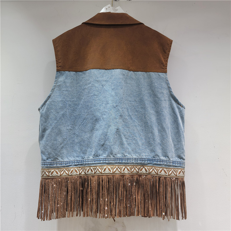 2025 otoño y invierno nueva moda de mujer casual versátil de color combinado de diamantes calientes fluidos mujeres sueltas delgadas chalecos de moda image 2