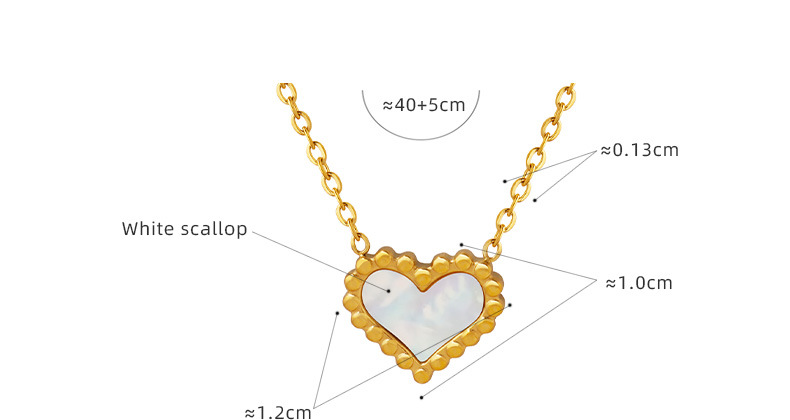Elegant Heart Shape Titanium Steel Inlay Shell Necklace 1 Piece