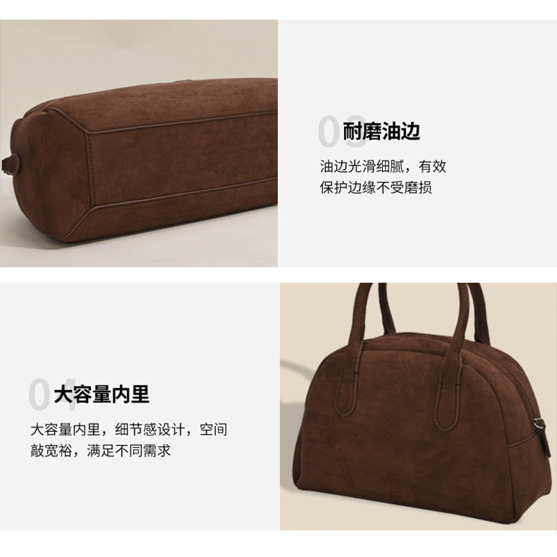 Demi-season capacious shoulder bag, retro boston bag, South Korea
