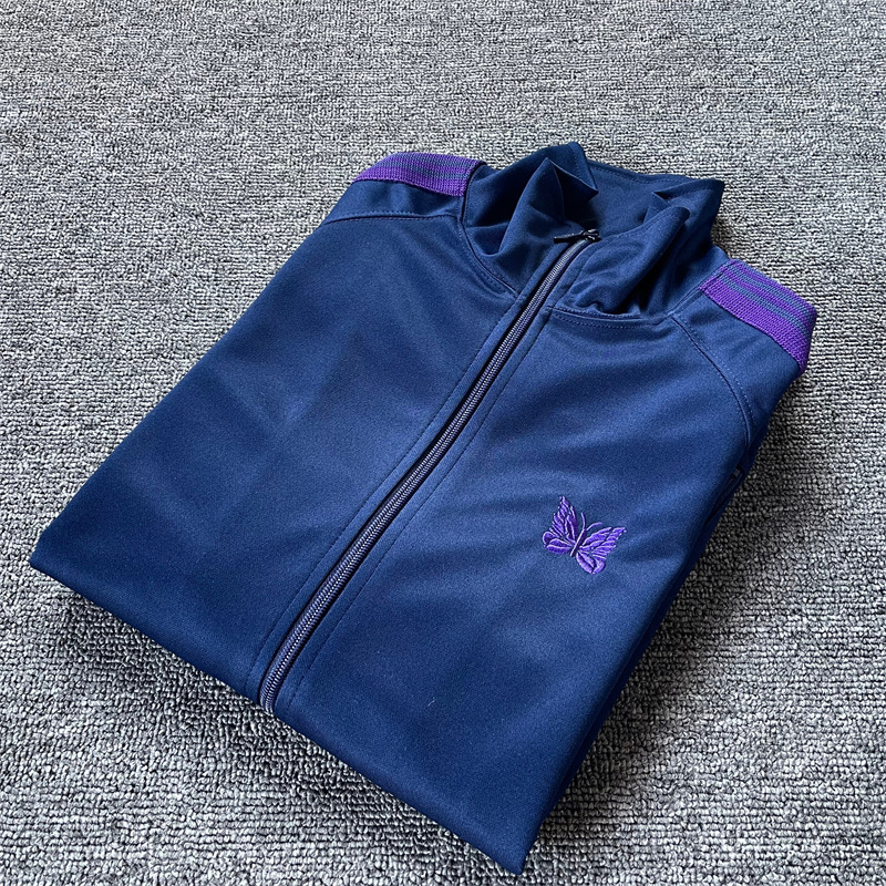 AGUJAS de PISTA de terciopelo bordado de la mariposa Japonés vintage cinta campus estilo de los hombres y las mujeres chaqueta de la chaqueta de deportes