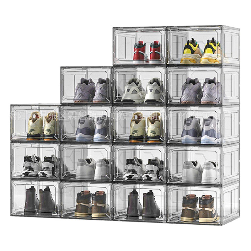 Aj caja de zapatos caja de almacenamiento zapatillas anti-oxidación zapato gabinete zapatos transparentes zapatos pantalla pared moda caja ciega caja de regalo caja de almacenamiento