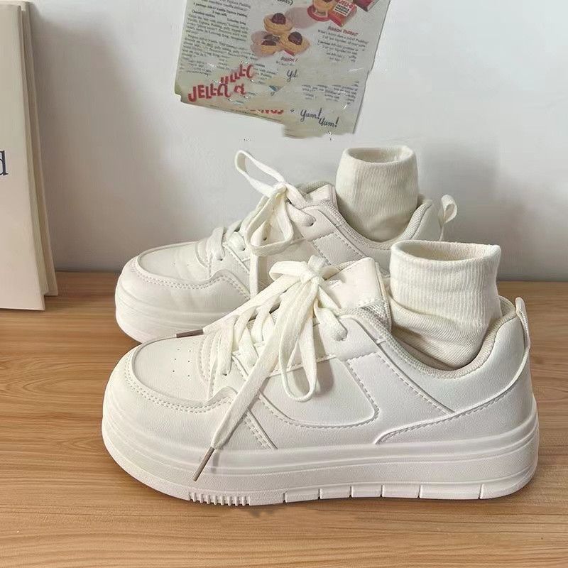 Leche Fuhu Hong Kong estilo versátil estudiantes zapatos blancos de otoño 2025 nuevos zapatos deportivos de alto valor para el campus