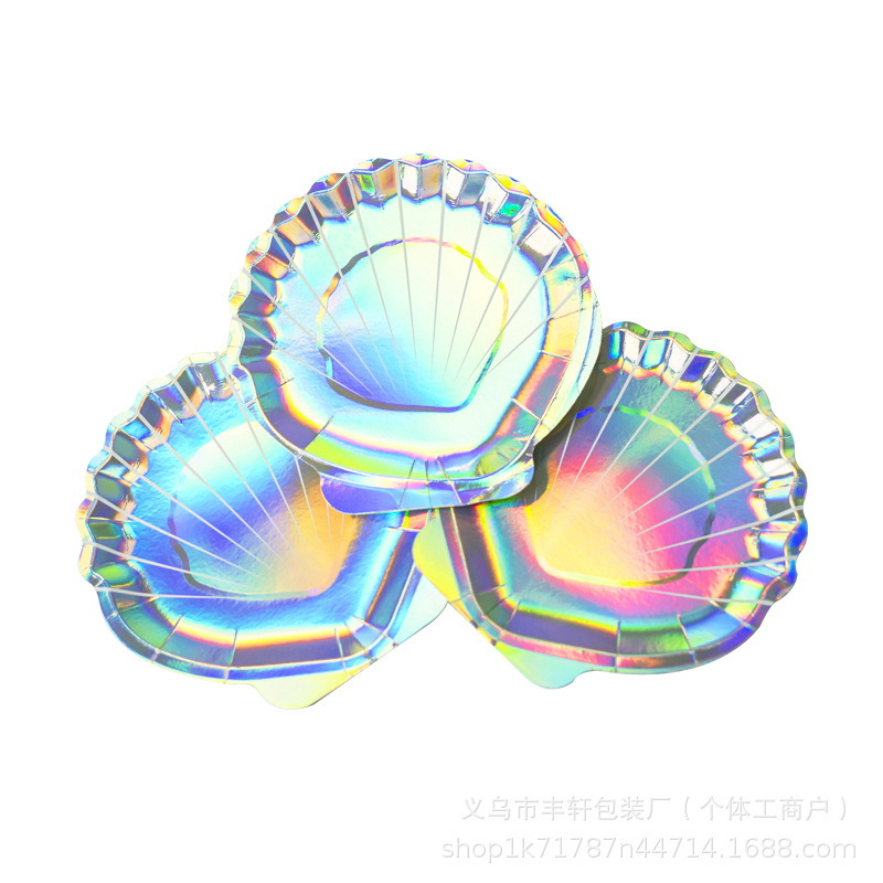Venta directa de fábrica Bandeja de papel desechable de forma especial Plato de papel de alto valor en forma de concha Bandeja de papel de pastelería Suministros para fiestas