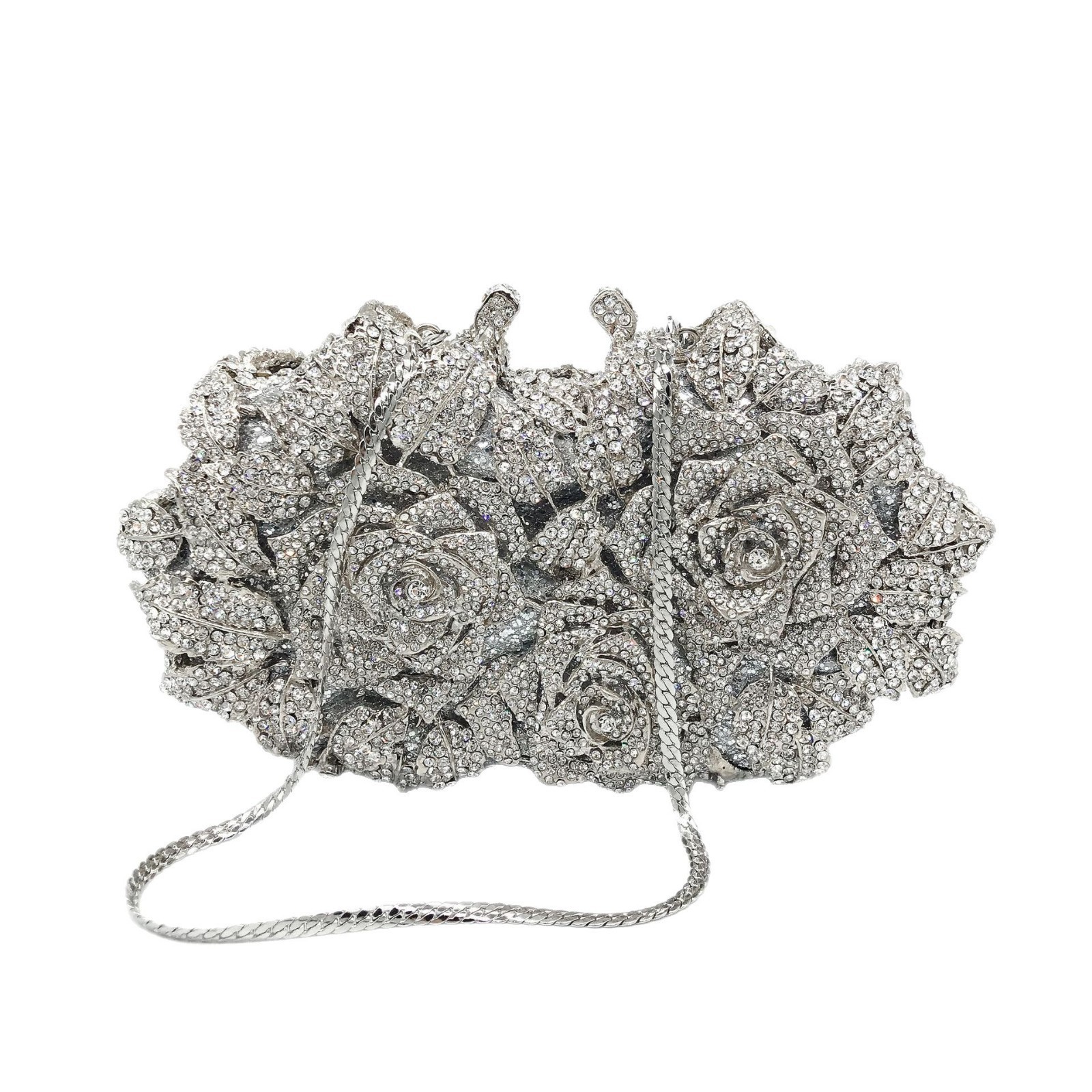 Rosas huecas transfronterizas paquete de diamantes para banquete de diamantes llenos de mano bolsas de mujer embrague de piedra de renas duro