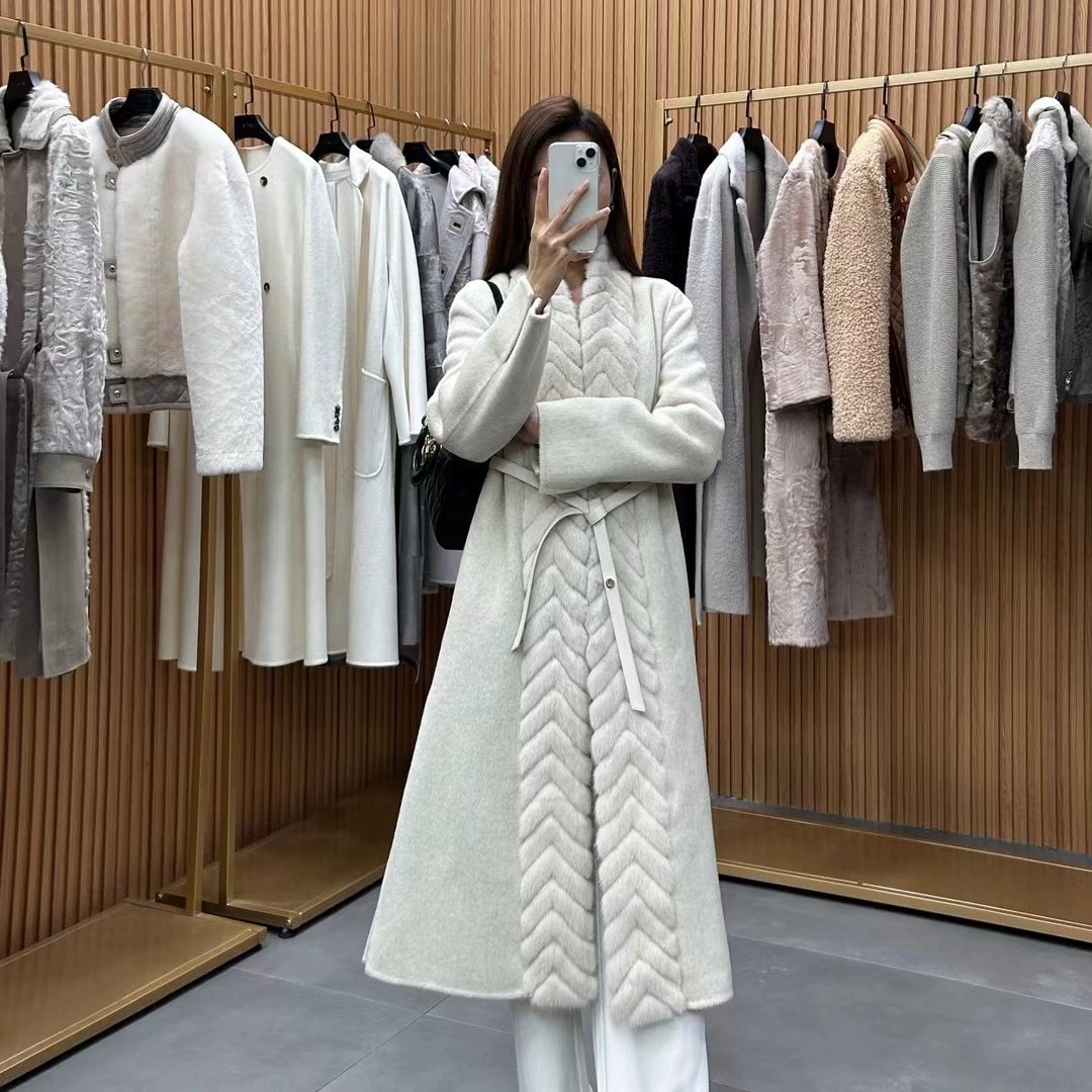 Demi-season import double-sided eating bib, cashmere elite woolen coat, jacket