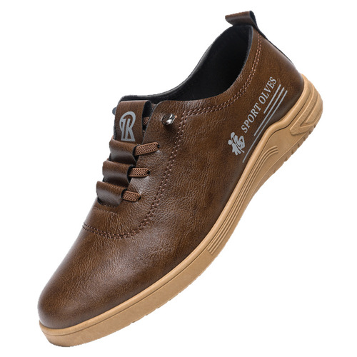 2025 New Men's Lace-Up Casual Leather Surface Bouncy Shoes Fashionable and Versatile Soft Sole Leather Shoes Comfortable Driving Shoes for Men
