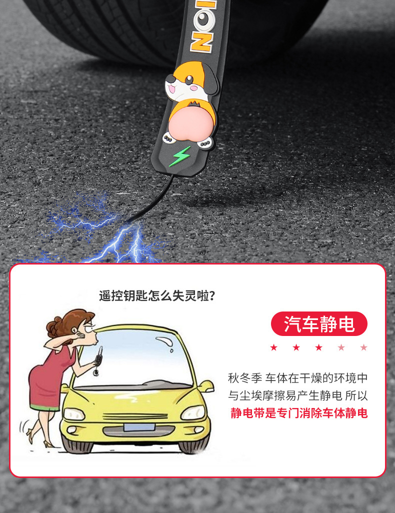 Car Anti-Static Grounding Strap Anti-Static Car Static Elimination Grounding Strip Wear-Resistant Exhaust Pipe Hanger