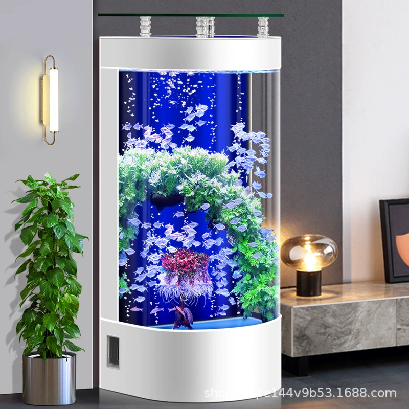2025 новый аквариум для гостиной, бытовой напольный аквариум малого и среднего размера, бытовой аквариум, экологический полукруглый аквариум без замены воды