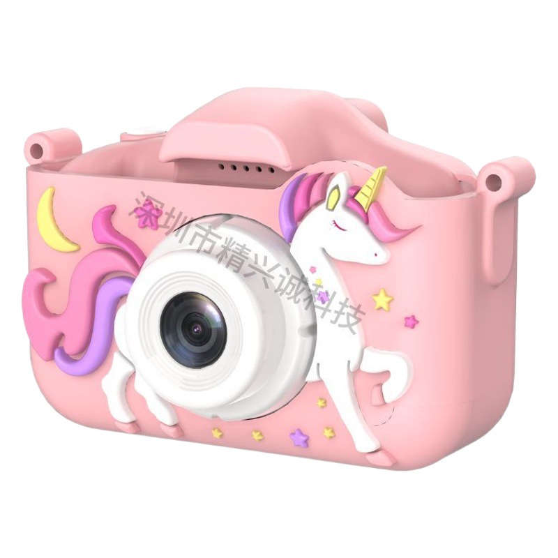 La nueva cámara para niños transfronteriza puede tomar fotografías de dibujos animados de unicornio digital mini HD juguetes de doble cámara regalos para estudiantes