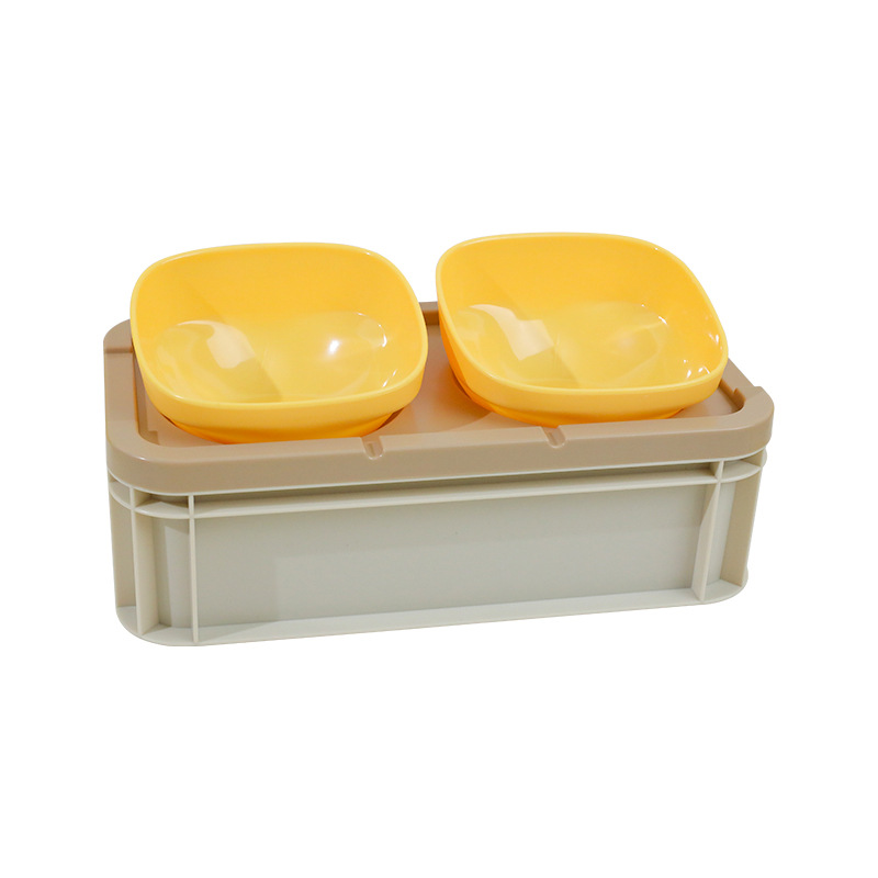 Hawo gato tazón doble tazón de alimentación agua potable protección cervical columna vertebral perro cuenca gato tazón integrado anti-knock suministros para mascotas