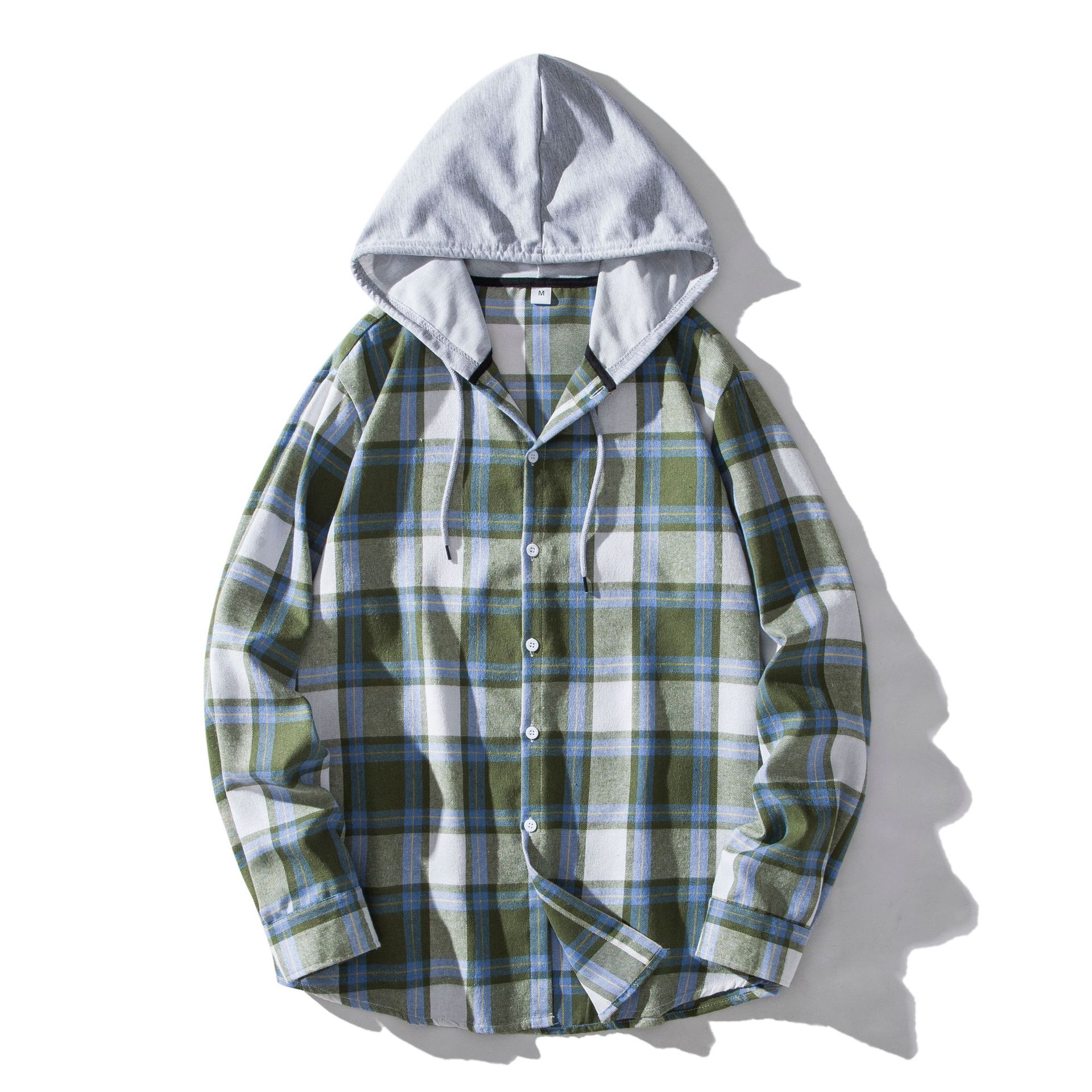 Herren Flanellhemd Mit Kapuze Kariertes Oversized Freizeithemd_voghion.com