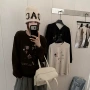 加厚印花圆领宽松打底衫