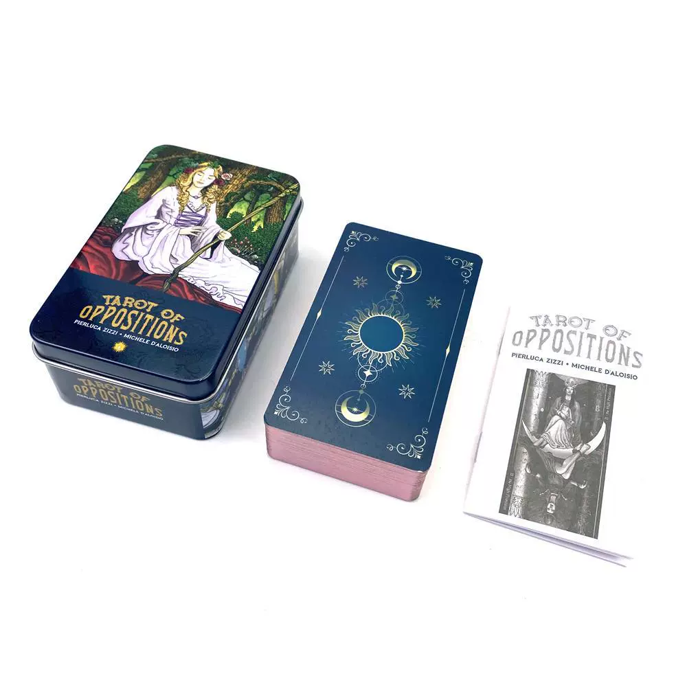 Жестяная колода Таро English Tarot Card с золотым тиснением по краю и брошюрой description